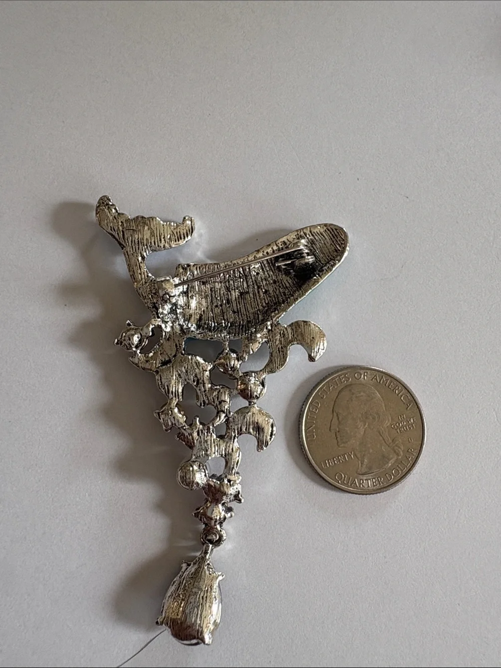 Whale Pendant Brooch with Blue Teardrop and Ruby Accents